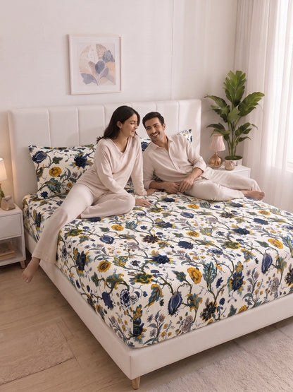 144 TC Pure Cotton Double Bedsheet 90 x 100 Inch with 2 Pillow Cover