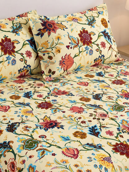 144 TC Pure Cotton Double Bedsheet 90 x 100 Inch with 2 Pillow Cover