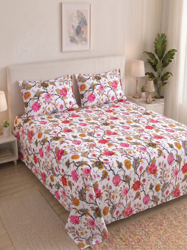 144 TC Pure Cotton Double Bedsheet 90 x 100 Inch with 2 Pillow Cover