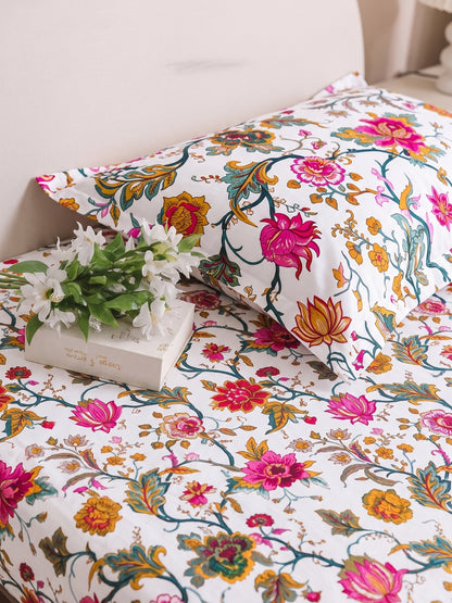 144 TC Pure Cotton Double Bedsheet 90 x 100 Inch with 2 Pillow Cover