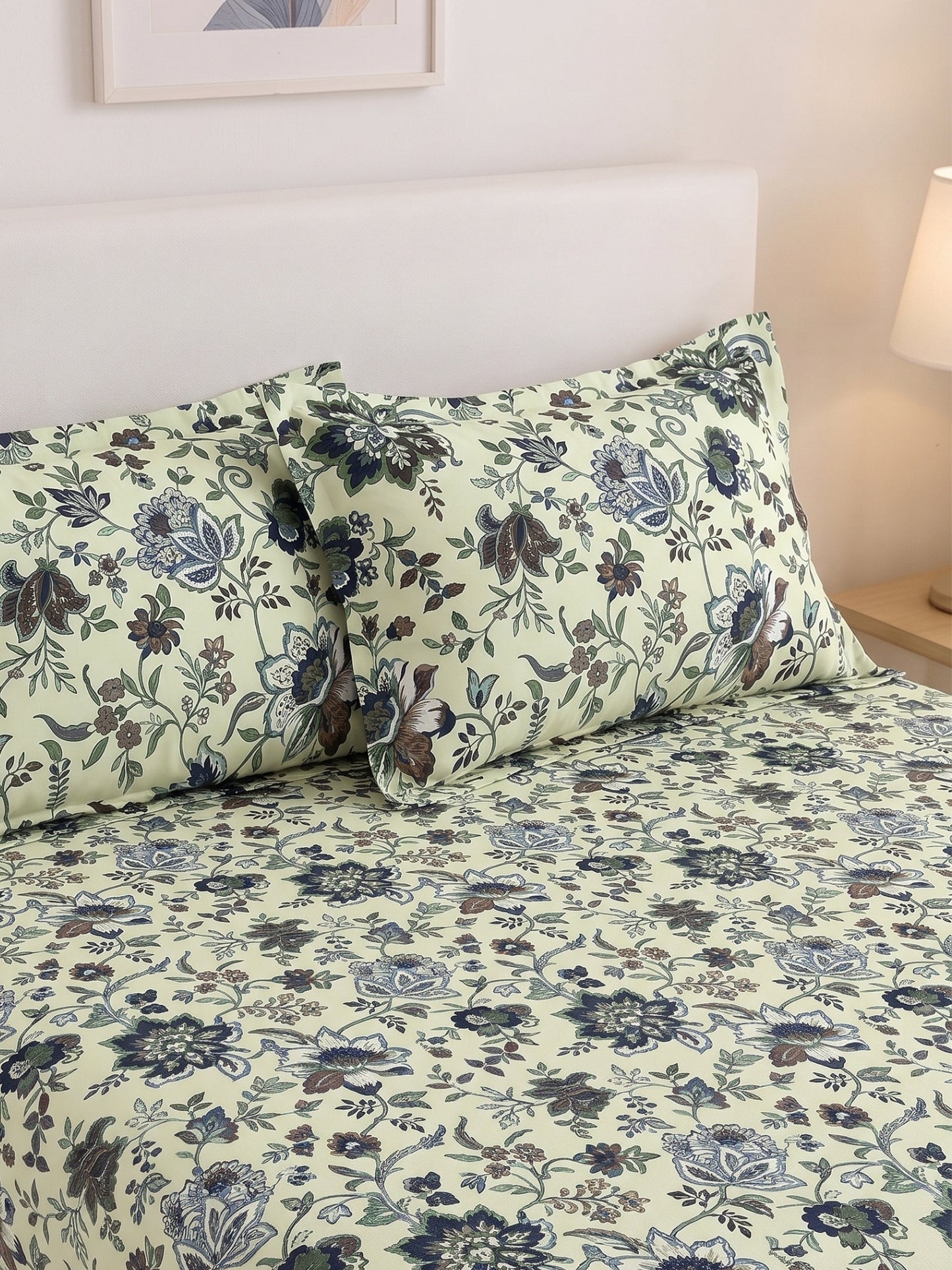 144 TC Pure Cotton Double Bedsheet 90 x 100 Inch with 2 Pillow Cover