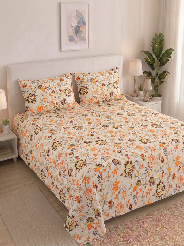 144 TC Pure Cotton Double Bedsheet 90 x 100 Inch with 2 Pillow Cover