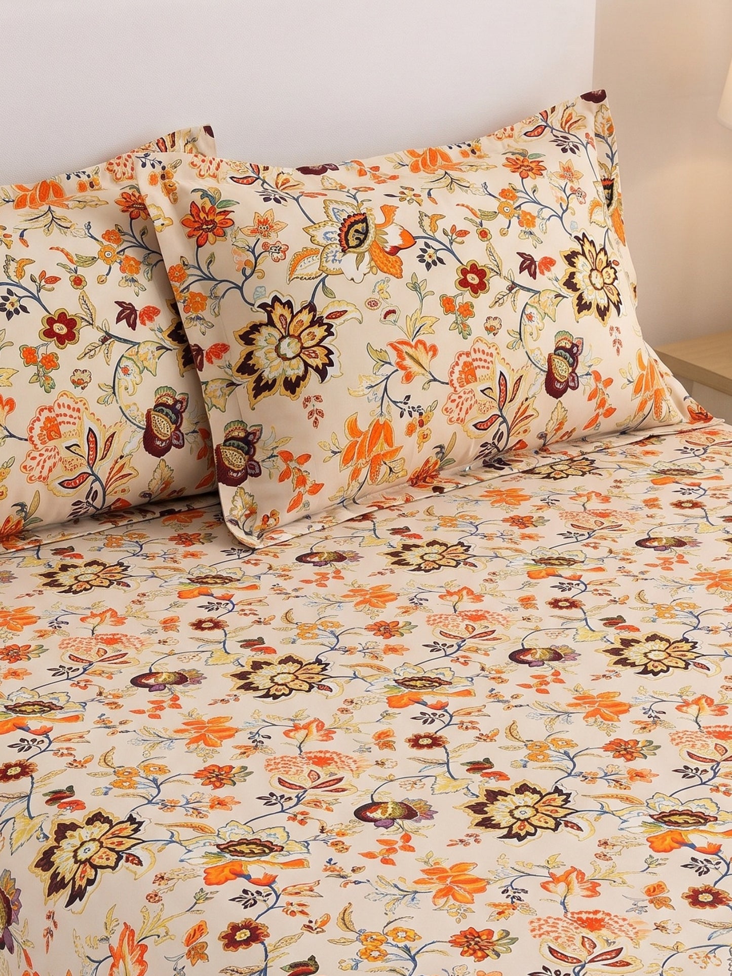 144 TC Pure Cotton Double Bedsheet 90 x 100 Inch with 2 Pillow Cover