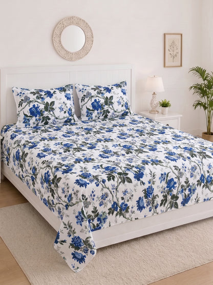 144 TC Pure Cotton King Size Bedsheet 108 x 108 Inch with 2 Pillow Covers