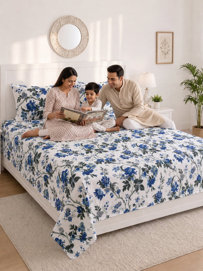 144 TC Pure Cotton King Size Bedsheet 108 x 108 Inch with 2 Pillow Covers