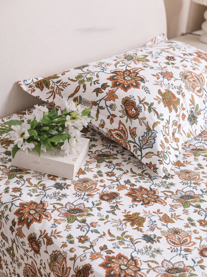 144 TC Pure Cotton King Size Bedsheet 108 x 108 Inch with 2 Pillow Covers