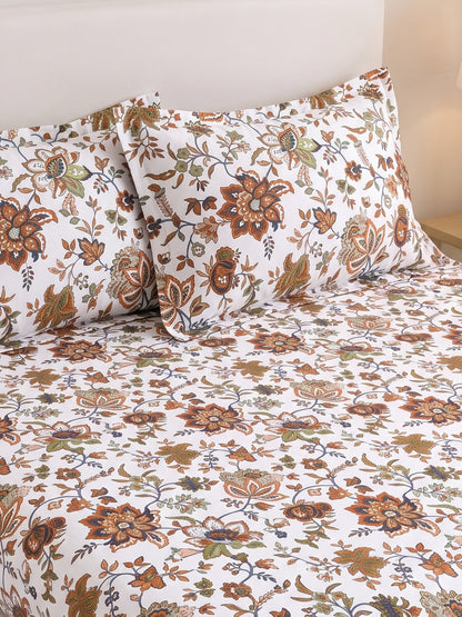 144 TC Pure Cotton King Size Bedsheet 108 x 108 Inch with 2 Pillow Covers