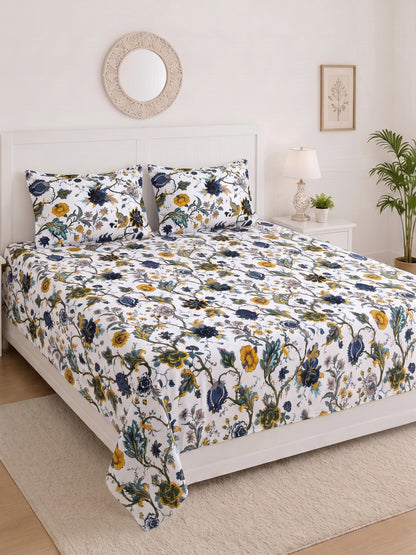 144 TC Pure Cotton King Size Bedsheet 108 x 108 Inch with 2 Pillow Covers
