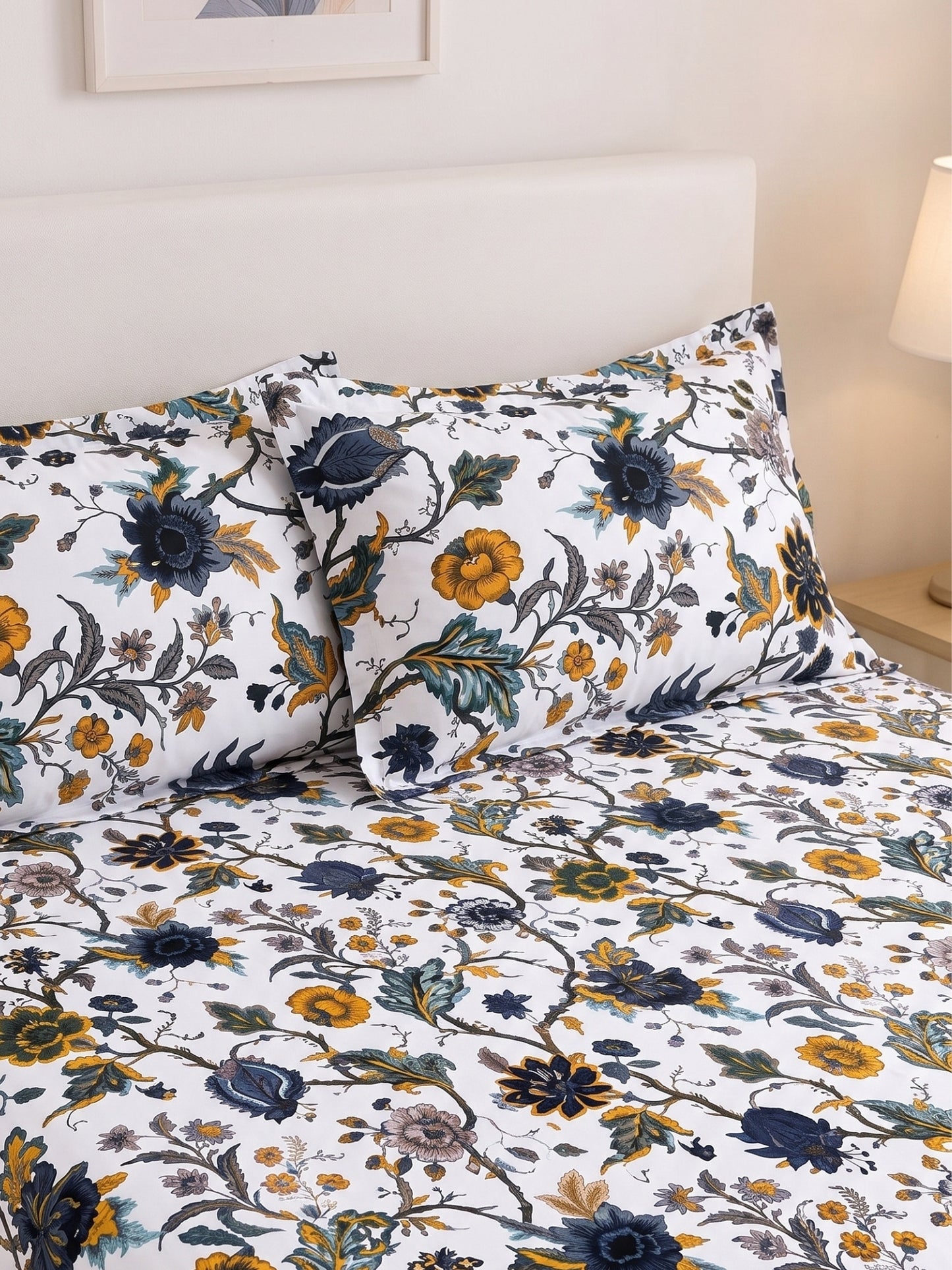 144 TC Pure Cotton King Size Bedsheet 108 x 108 Inch with 2 Pillow Covers