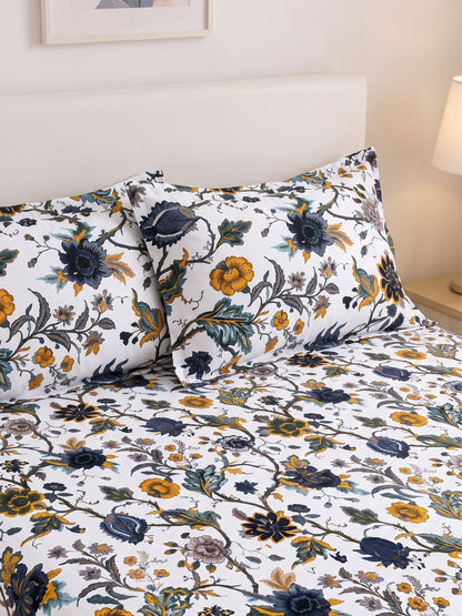 144 TC Pure Cotton King Size Bedsheet 108 x 108 Inch with 2 Pillow Covers