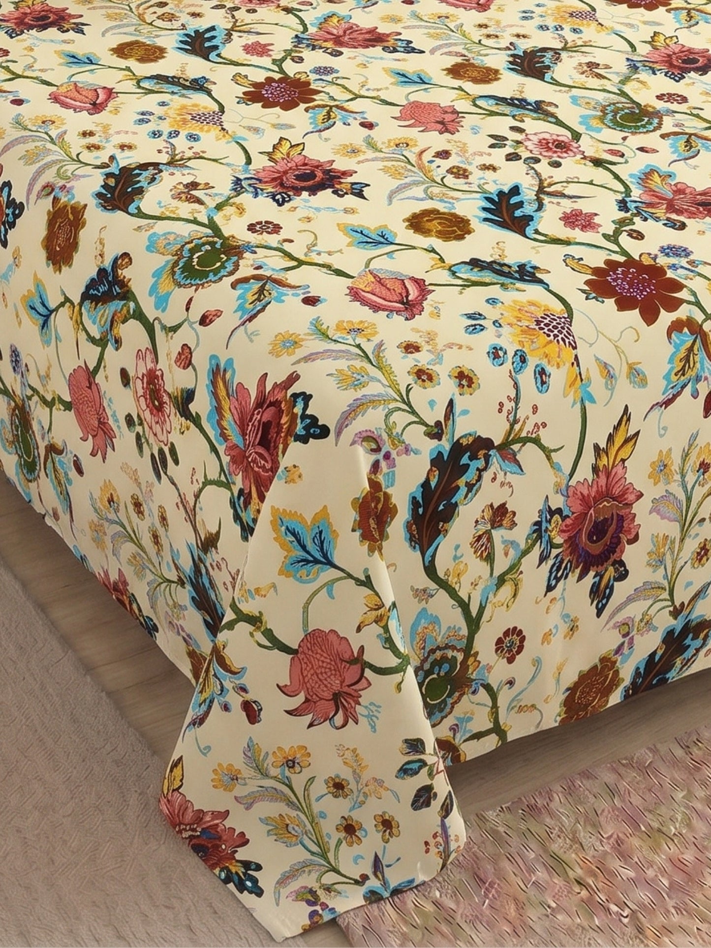144 TC Pure Cotton King Size Bedsheet 108 x 108 Inch with 2 Pillow Covers