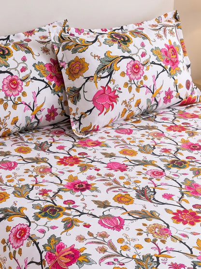 144 TC Pure Cotton King Size Bedsheet 108 x 108 Inch with 2 Pillow Covers
