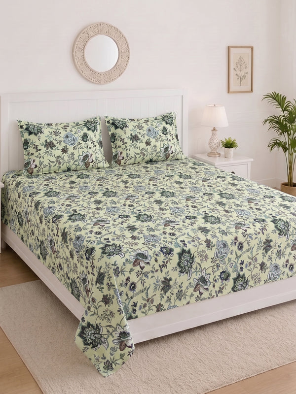 144 TC Pure Cotton King Size Bedsheet 108 x 108 Inch with 2 Pillow Covers