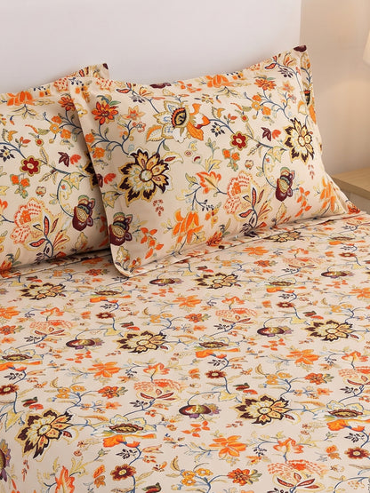 144 TC Pure Cotton King Size Bedsheet 108 x 108 Inch with 2 Pillow Covers