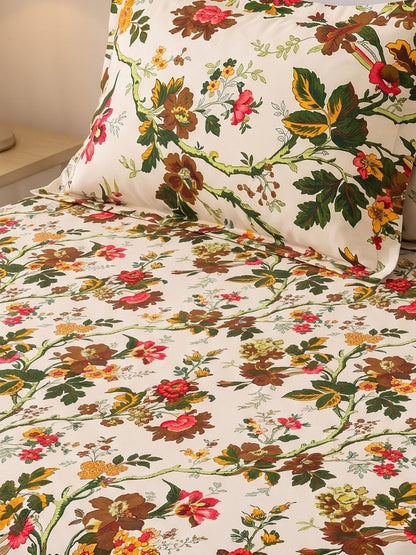 144 TC Pure Cotton Single Bedsheet 90 x 60 Inch with 1 Pillow Cover