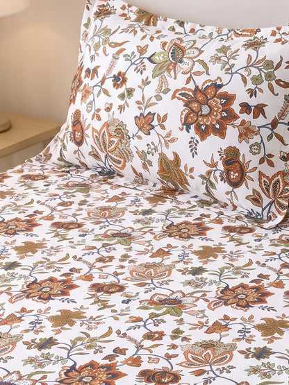144 TC Pure Cotton Single Bedsheet 90 x 60 Inch with 1 Pillow Cover