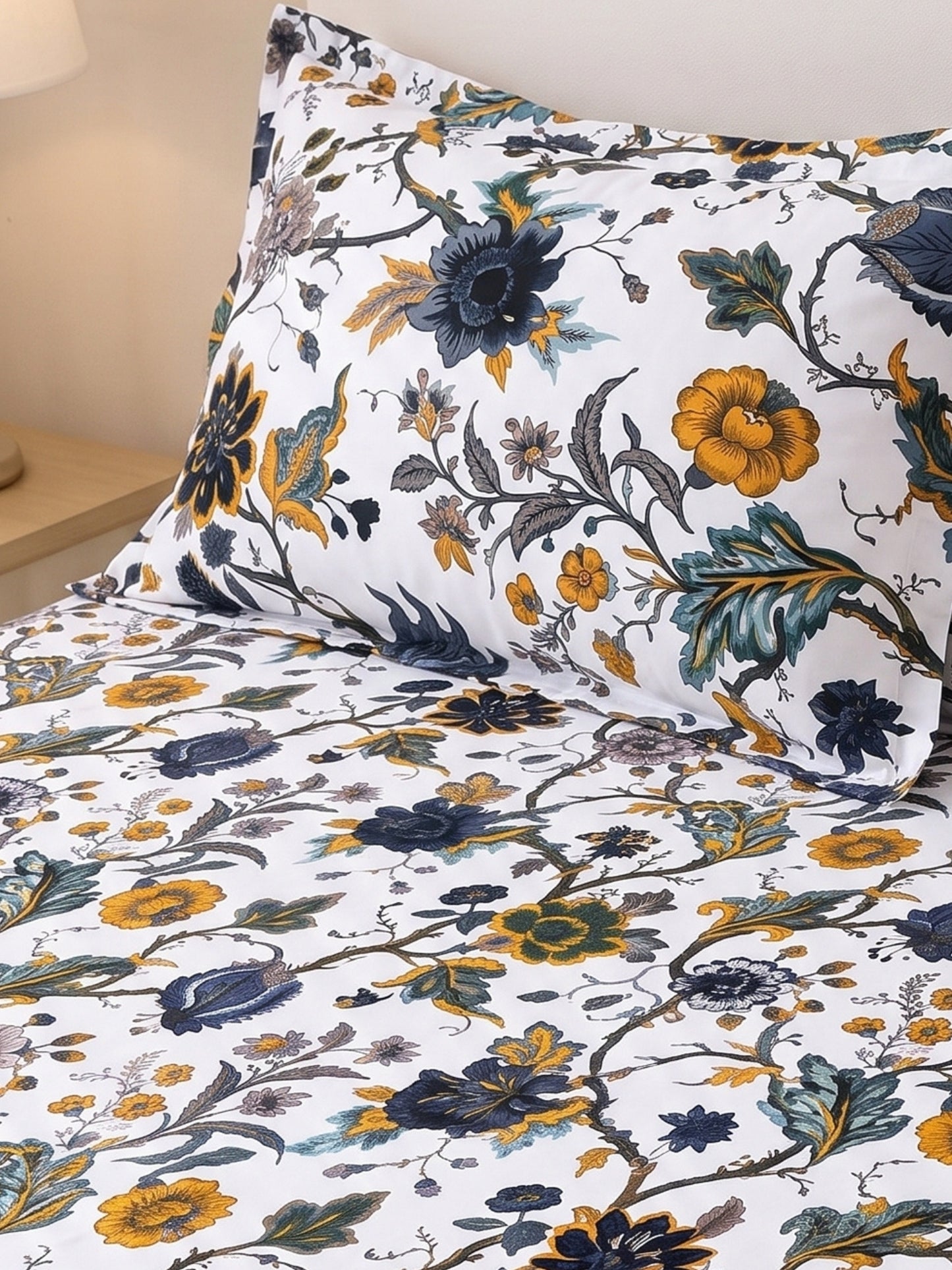 144 TC Pure Cotton Single Bedsheet 90 x 60 Inch with 1 Pillow Cover