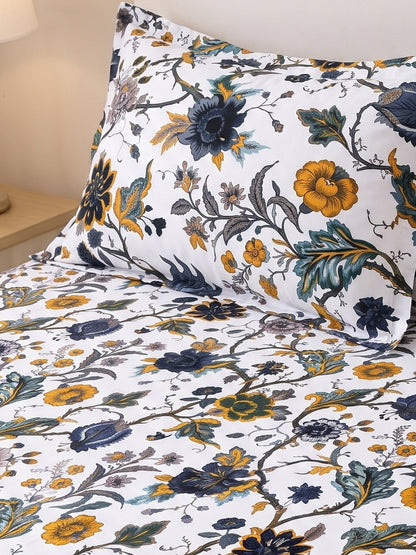 144 TC Pure Cotton Single Bedsheet 90 x 60 Inch with 1 Pillow Cover