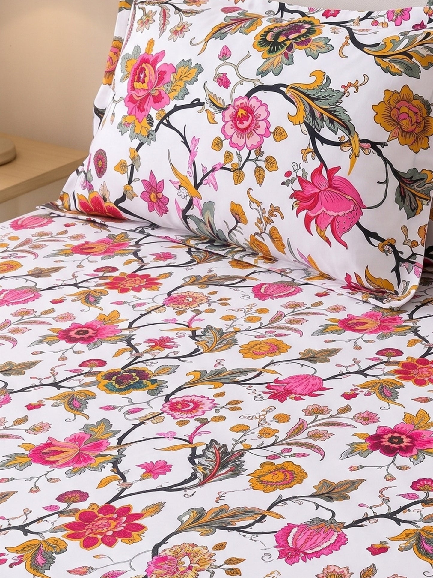 144 TC Pure Cotton Single Bedsheet 90 x 60 Inch with 1 Pillow Cover