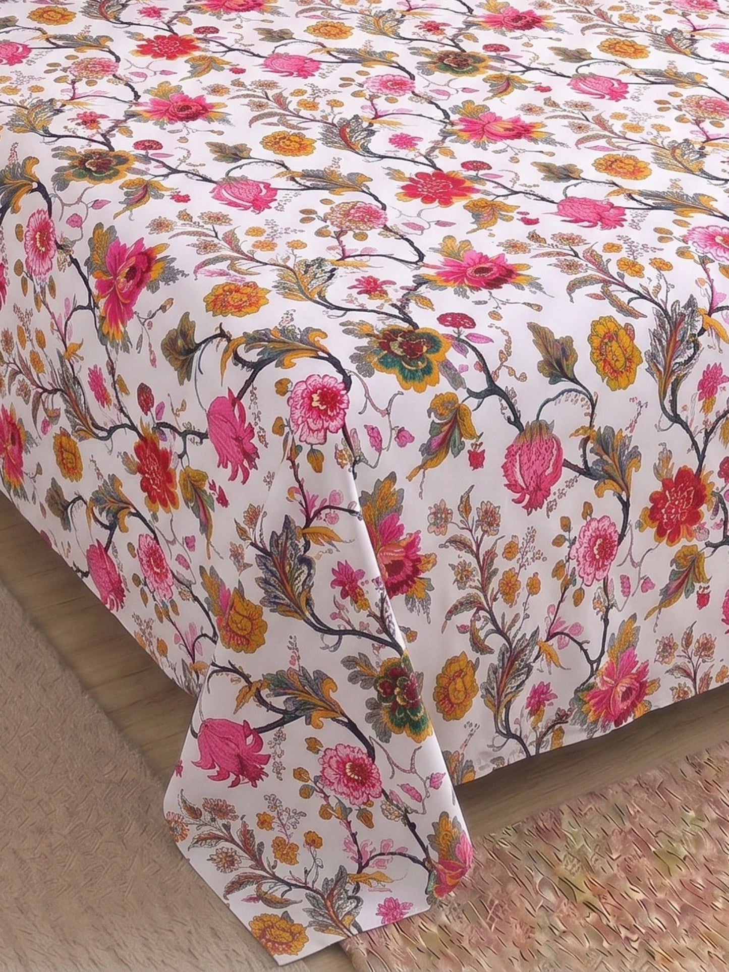 144 TC Pure Cotton Single Bedsheet 90 x 60 Inch with 1 Pillow Cover
