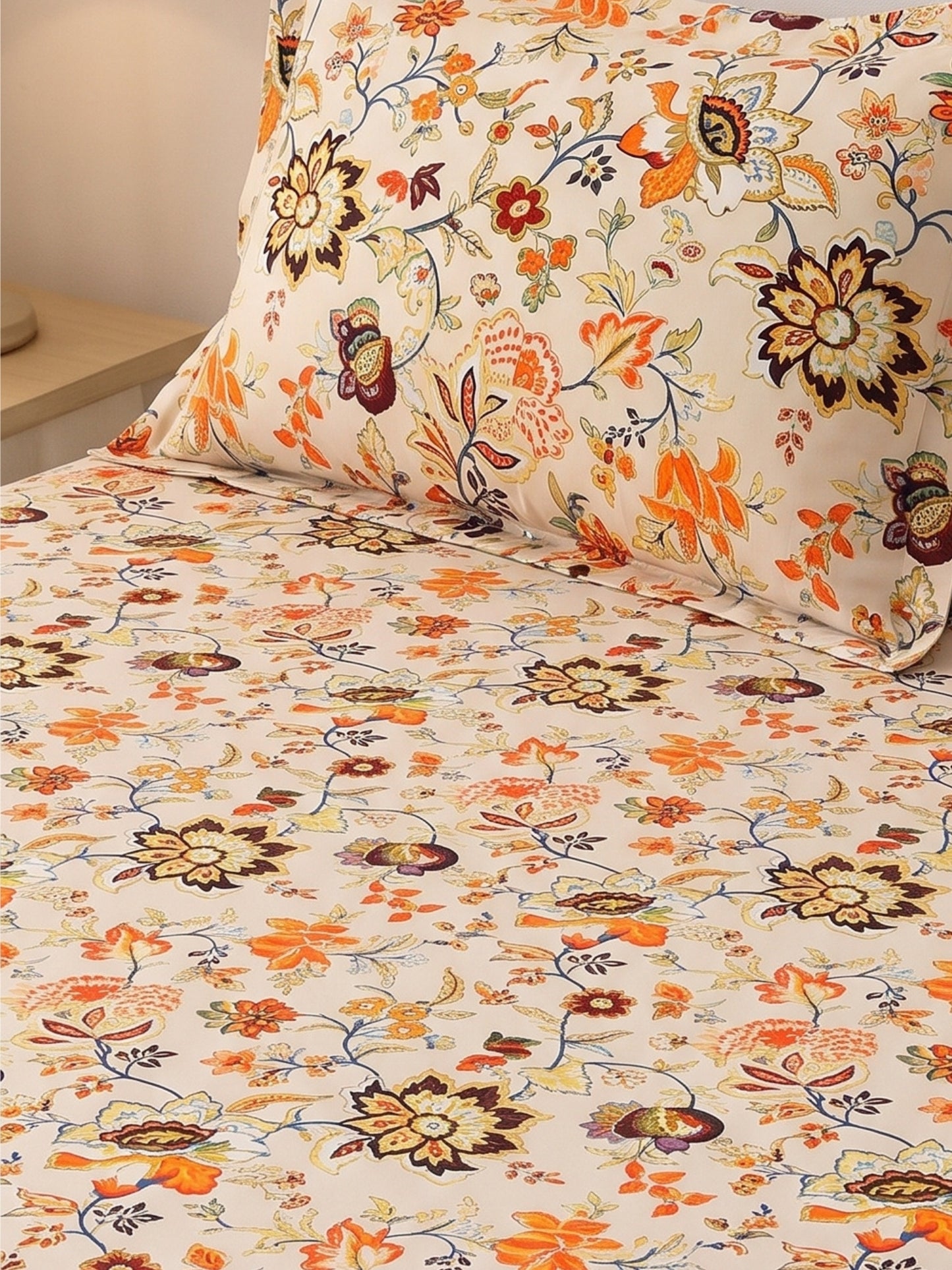 144 TC Pure Cotton Single Bedsheet 90 x 60 Inch with 1 Pillow Cover