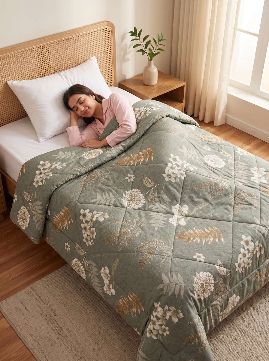 120 GSM Reversible Single Bed Comforter, Lightweight AC Comforter, 154 x 228 cm | Slate Grey
