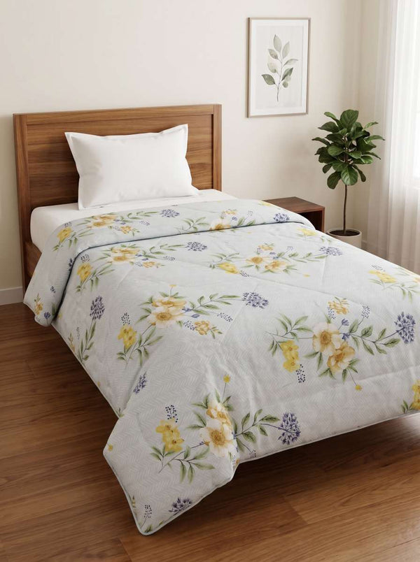 120 GSM Reversible Single Bed Comforter, Lightweight AC Comforter, 154 x 228 cm | Ice Blue