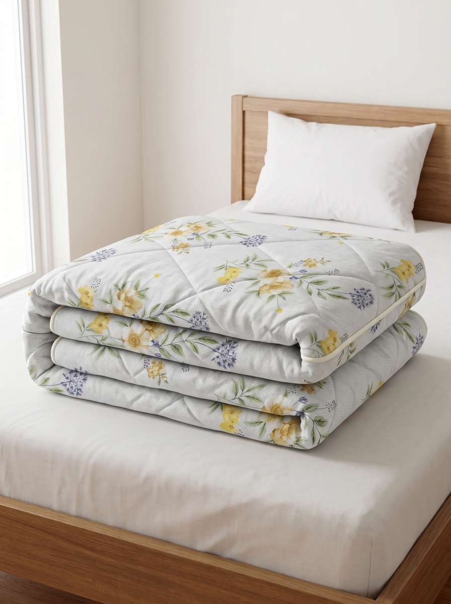 120 GSM Reversible Single Bed Comforter, Lightweight AC Comforter, 154 x 228 cm | Ice Blue