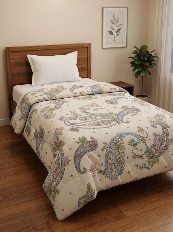 120 GSM Reversible Single Bed Comforter, Lightweight AC Comforter, 154 x 228 cm | Off-White