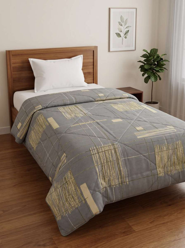 120 GSM Reversible Single Bed Comforter, Lightweight AC Comforter, 154 x 228 cm | Medium Grey