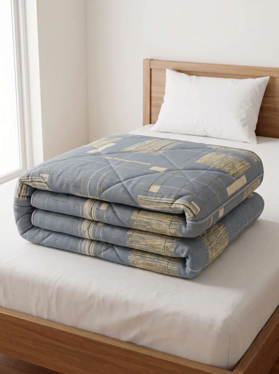 120 GSM Reversible Single Bed Comforter, Lightweight AC Comforter, 154 x 228 cm | Medium Grey
