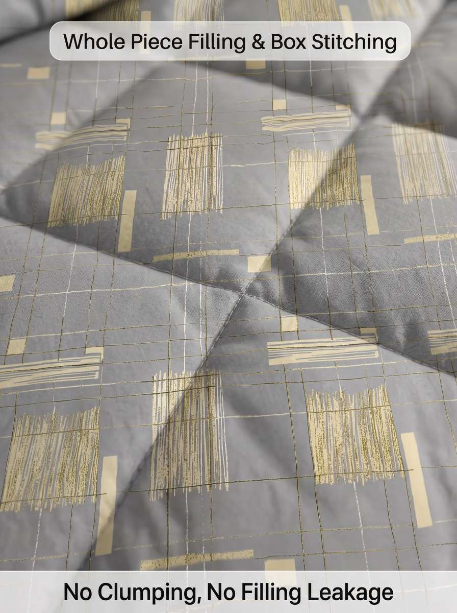 120 GSM Reversible Single Bed Comforter, Lightweight AC Comforter, 154 x 228 cm | Medium Grey