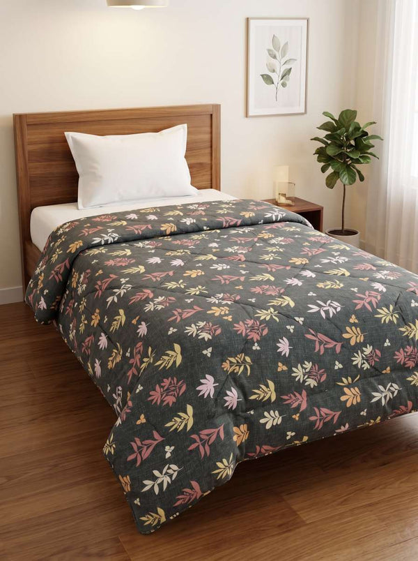 120 GSM Reversible Single Bed Comforter, Lightweight AC Comforter, 154 x 228 cm | Charcoal Grey