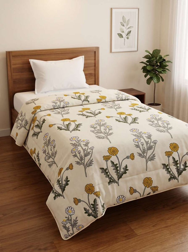 120 GSM Reversible Single Bed Comforter, Lightweight AC Comforter, 154 x 228 cm | Ivory