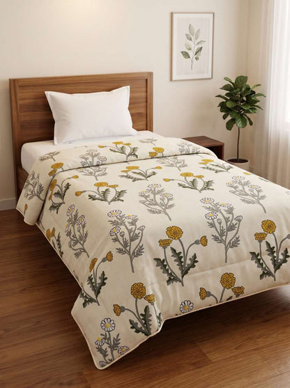 120 GSM Reversible Single Bed Comforter, Lightweight AC Comforter, 154 x 228 cm | Ivory