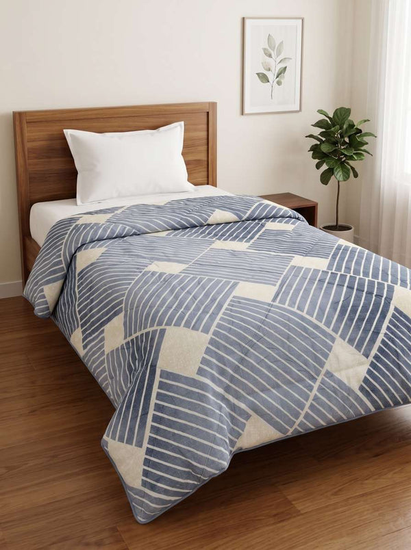 120 GSM Reversible Single Bed Comforter, Lightweight AC Comforter, 154 x 228 cm | Denim Blue