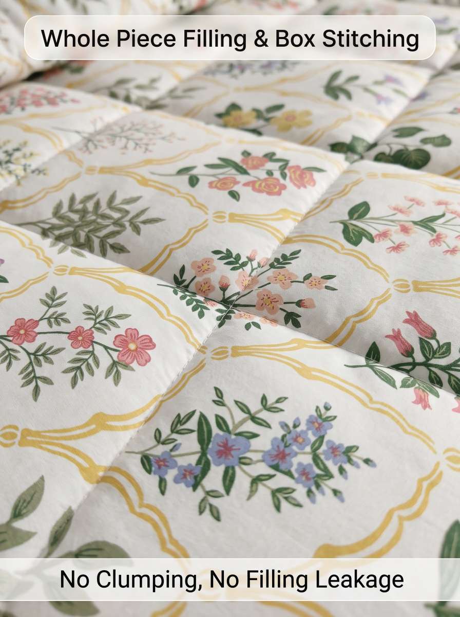 120 GSM Reversible Single Bed Comforter, Lightweight AC Comforter, 154 x 228 cm | Multicolor Cream