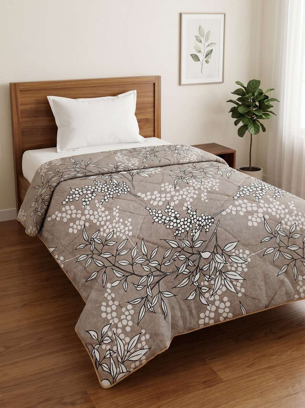 120 GSM Reversible Single Bed Comforter, Lightweight AC Comforter, 154 x 228 cm | Taupe Brown