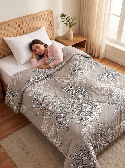 120 GSM Reversible Single Bed Comforter, Lightweight AC Comforter, 154 x 228 cm | Taupe Brown