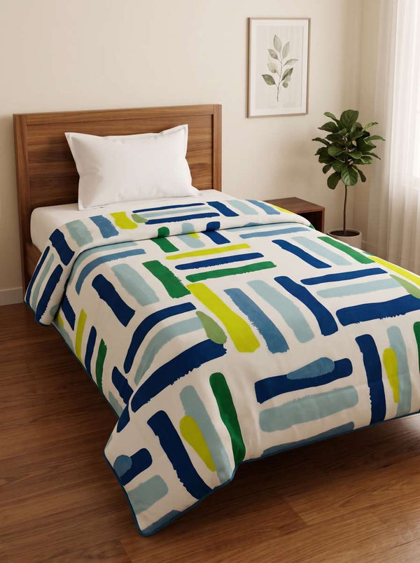 120 GSM Reversible Single Bed Comforter, Lightweight AC Comforter, 154 x 228 cm | Blue Lime