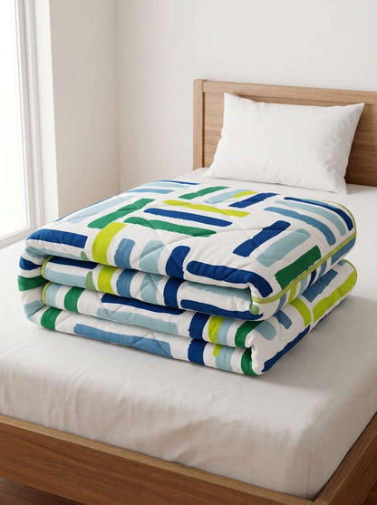 120 GSM Reversible Single Bed Comforter, Lightweight AC Comforter, 154 x 228 cm | Blue Lime