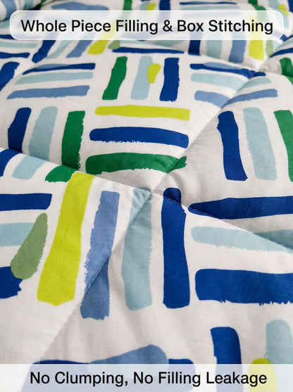 120 GSM Reversible Single Bed Comforter, Lightweight AC Comforter, 154 x 228 cm | Blue Lime