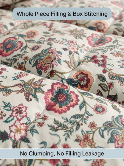 120 GSM Reversible Single Bed Comforter, Lightweight AC Comforter, 154 x 228 cm | Chintz Beige
