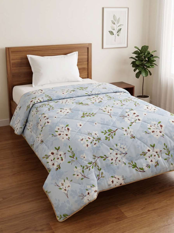 120 GSM Reversible Single Bed Comforter, Lightweight AC Comforter, 154 x 228 cm | Powder Blue