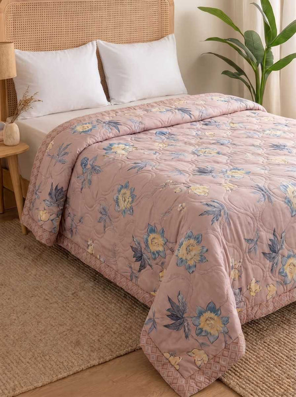 120 GSM Reversible Single Bed Comforter, Lightweight AC Comforter, 90 x 60 Inch | Lilac Pink