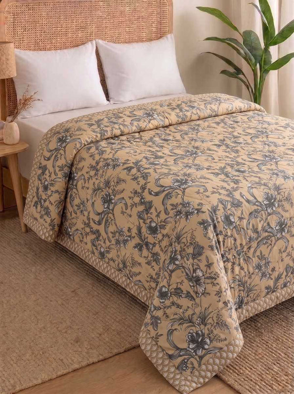 120 GSM Reversible Single Bed Comforter, Lightweight AC Comforter, 90 x 60 Inch | Cream Beige
