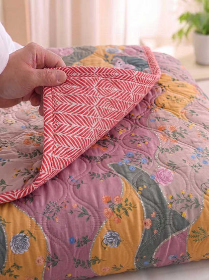 120 GSM Reversible Single Bed Comforter, Lightweight AC Comforter, 90 x 60 Inch | Blush Pink