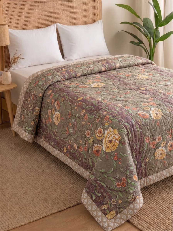 120 GSM Reversible Single Bed Comforter, Lightweight AC Comforter, 90 x 60 Inch | Khakhi
