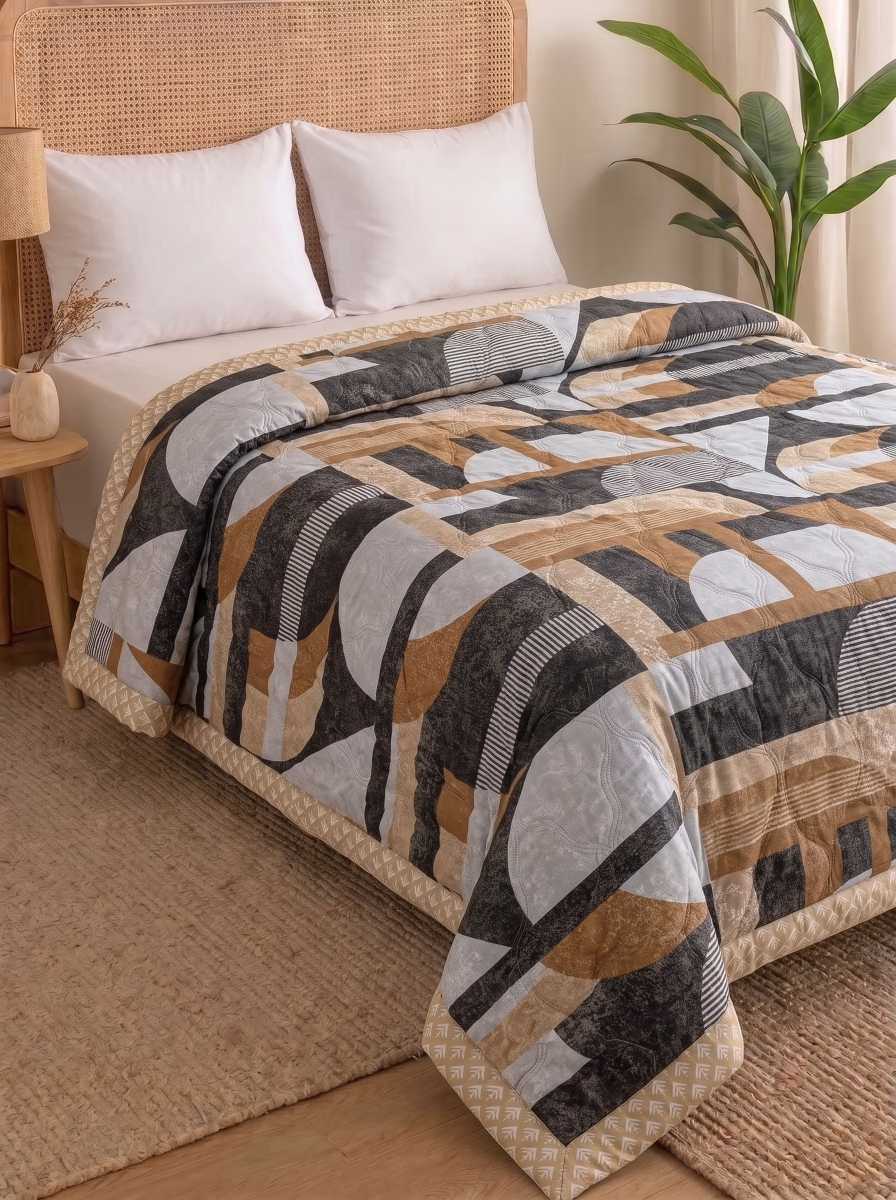120 GSM Reversible Single Bed Comforter, Lightweight AC Comforter, 90 x 60 Inch | Brownie Grey