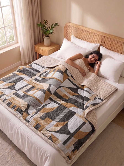 120 GSM Reversible Single Bed Comforter, Lightweight AC Comforter, 90 x 60 Inch | Brownie Grey